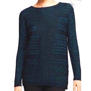 LAFAYETTE 148 NEW YORK Teal and Black Textured Merino Blend Sweater Size XL